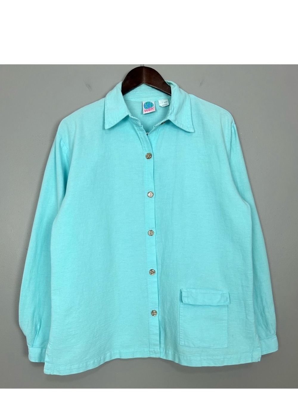 Vintage WEK 100% Cotton Shirt Women’s Size M Button Front Textured Pocket Artsy